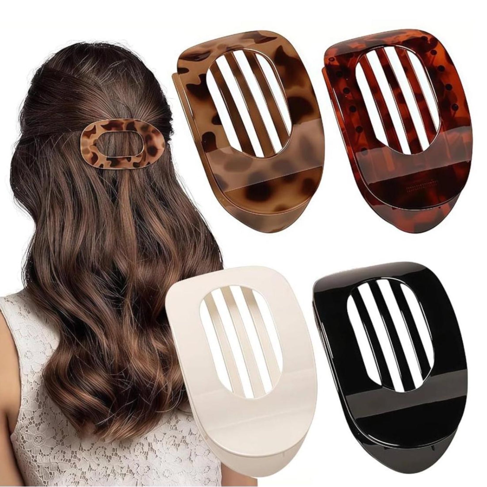 ClipMate™ 4-Pack Hair Claw: Stylish Durable Versatile Strong Hold Clips