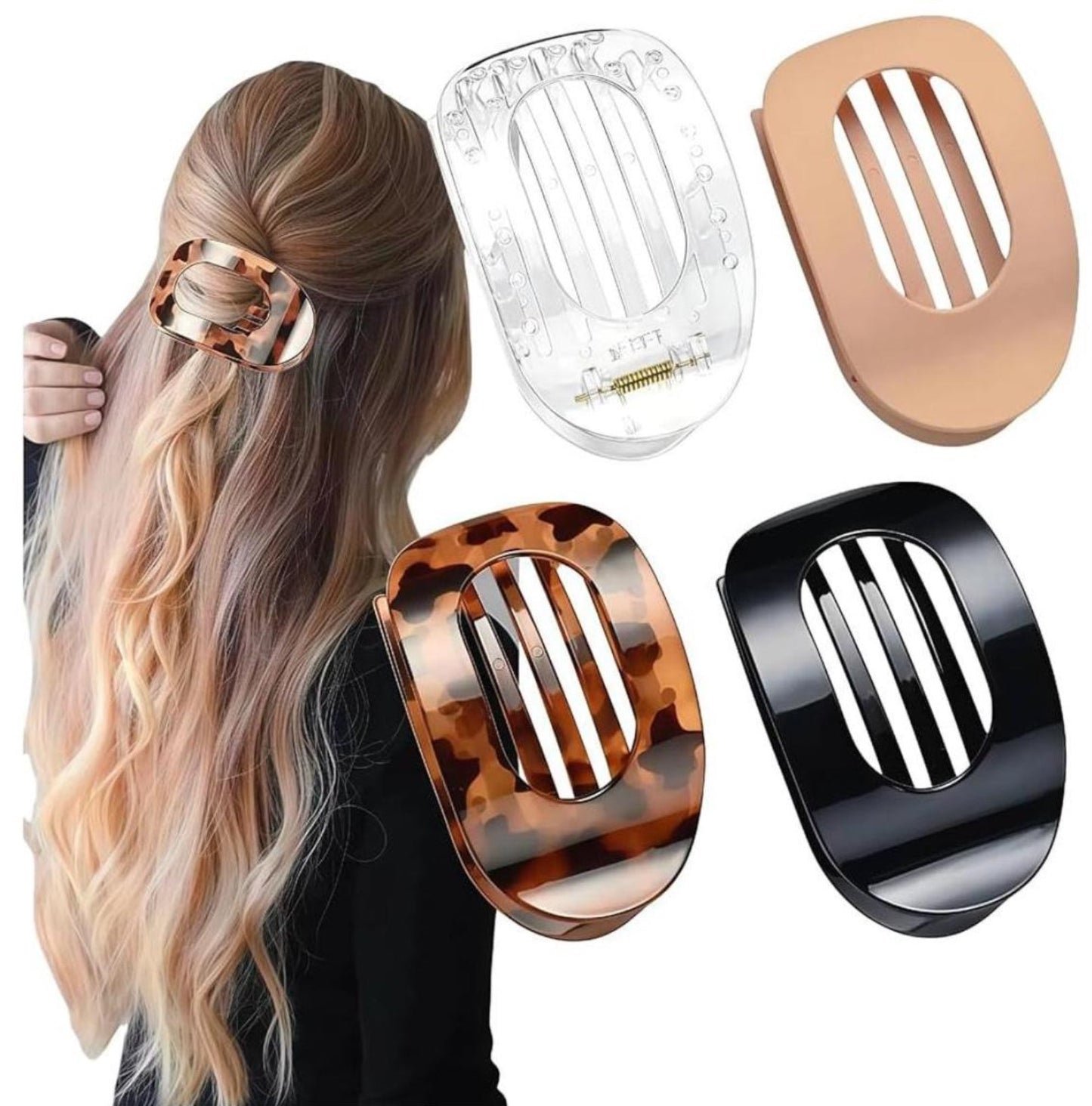 ClipMate™ 4-Pack Hair Claw: Stylish Durable Versatile Strong Hold Clips