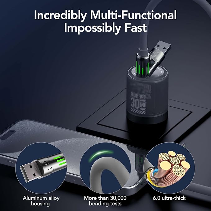 ChargeMax 4X Ultimate Versatile 4-in-1 Multi-Device Durable Fast Charging Cable